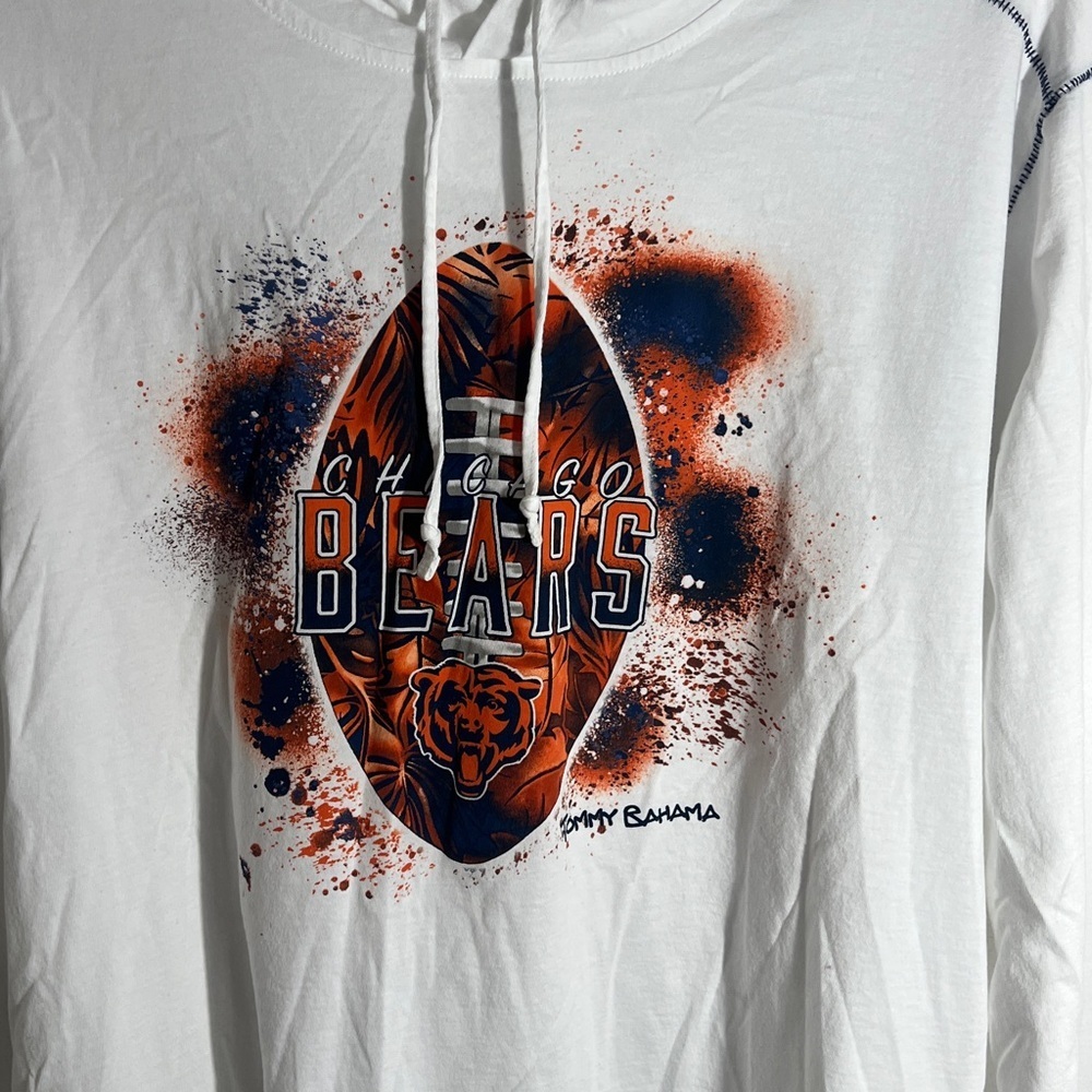 Chicago Bears men’s Tommy Bahama Graffiti Touchdown Pullover Hoodie Sz XXL White - Picture 3 of 7